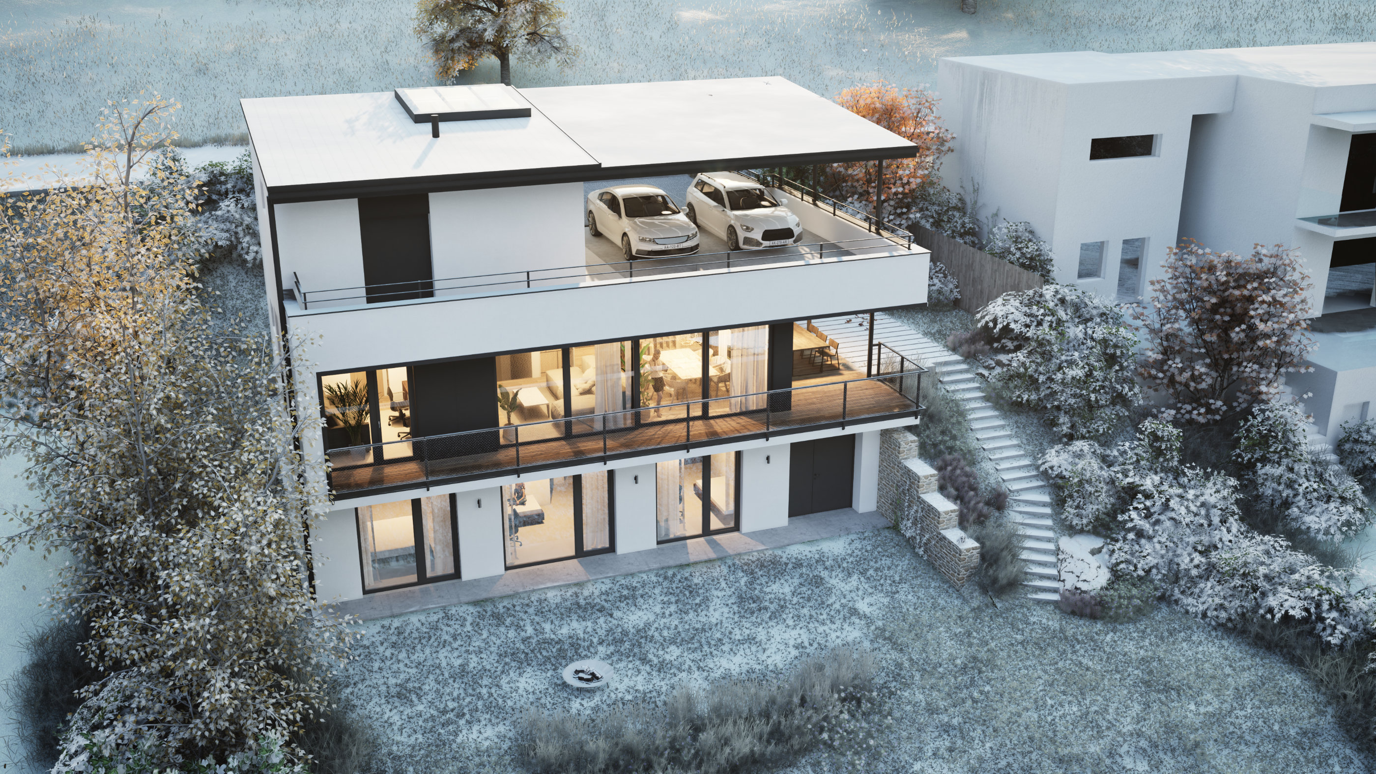 Dům s parkováním na střeše