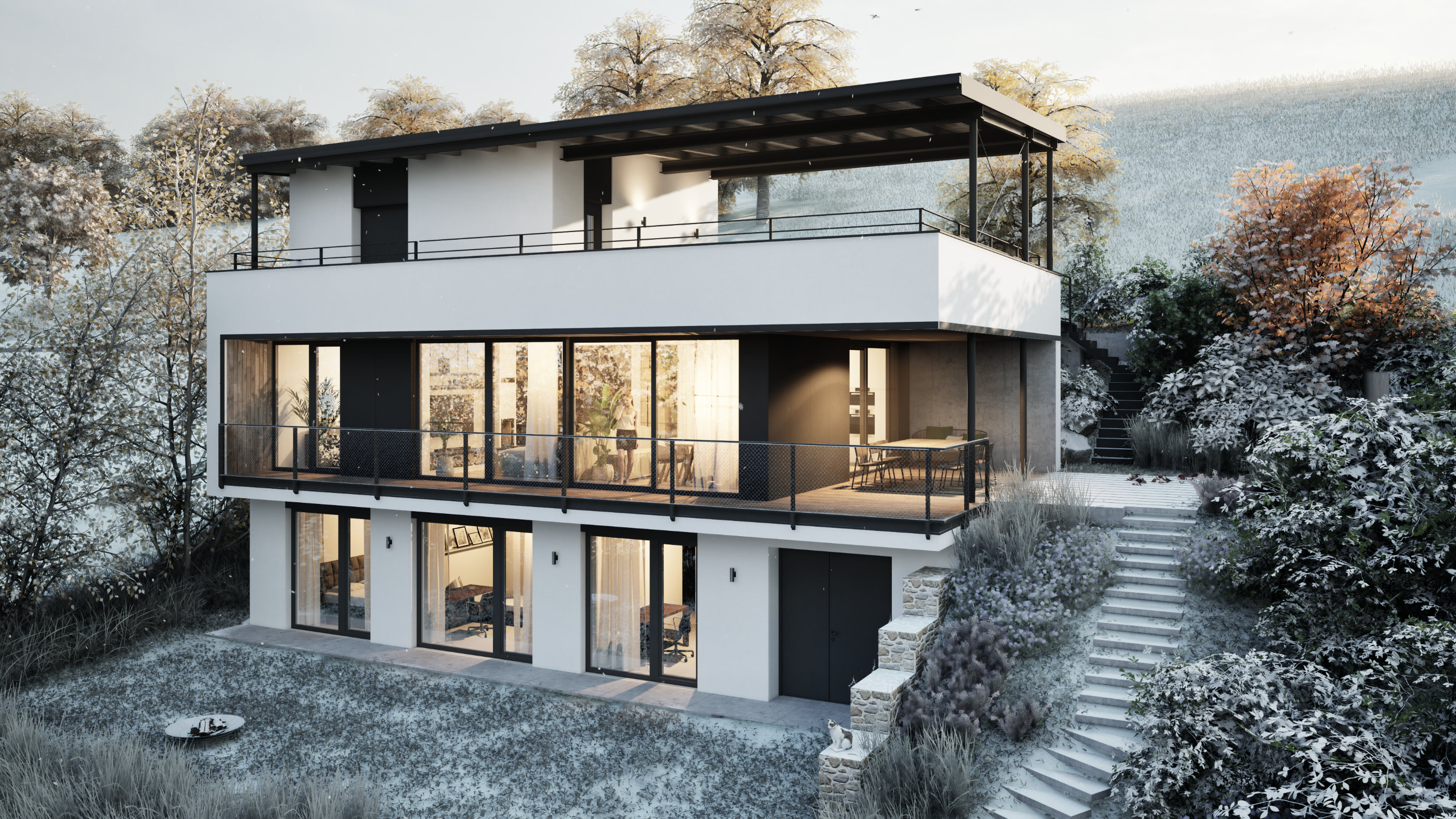 Dům s parkováním na střeše