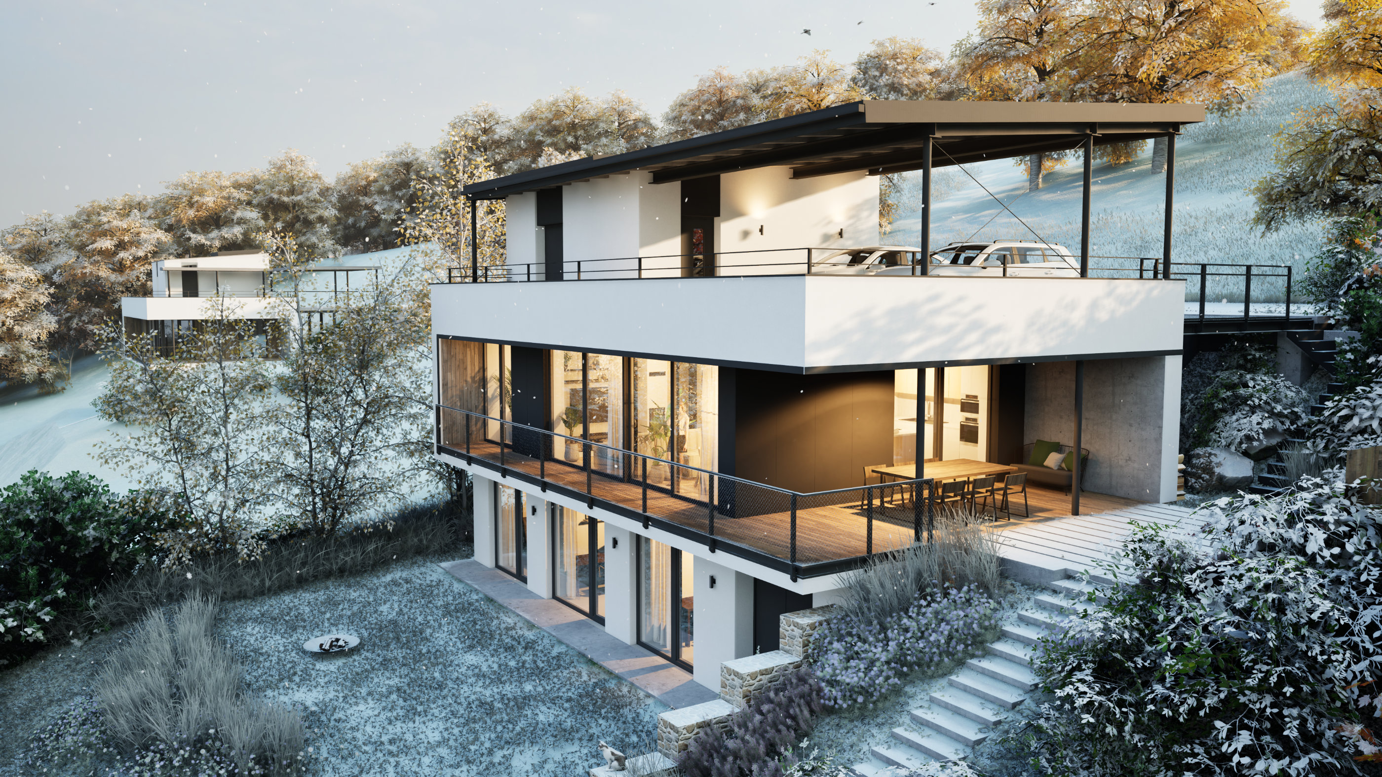 Dům s parkováním na střeše