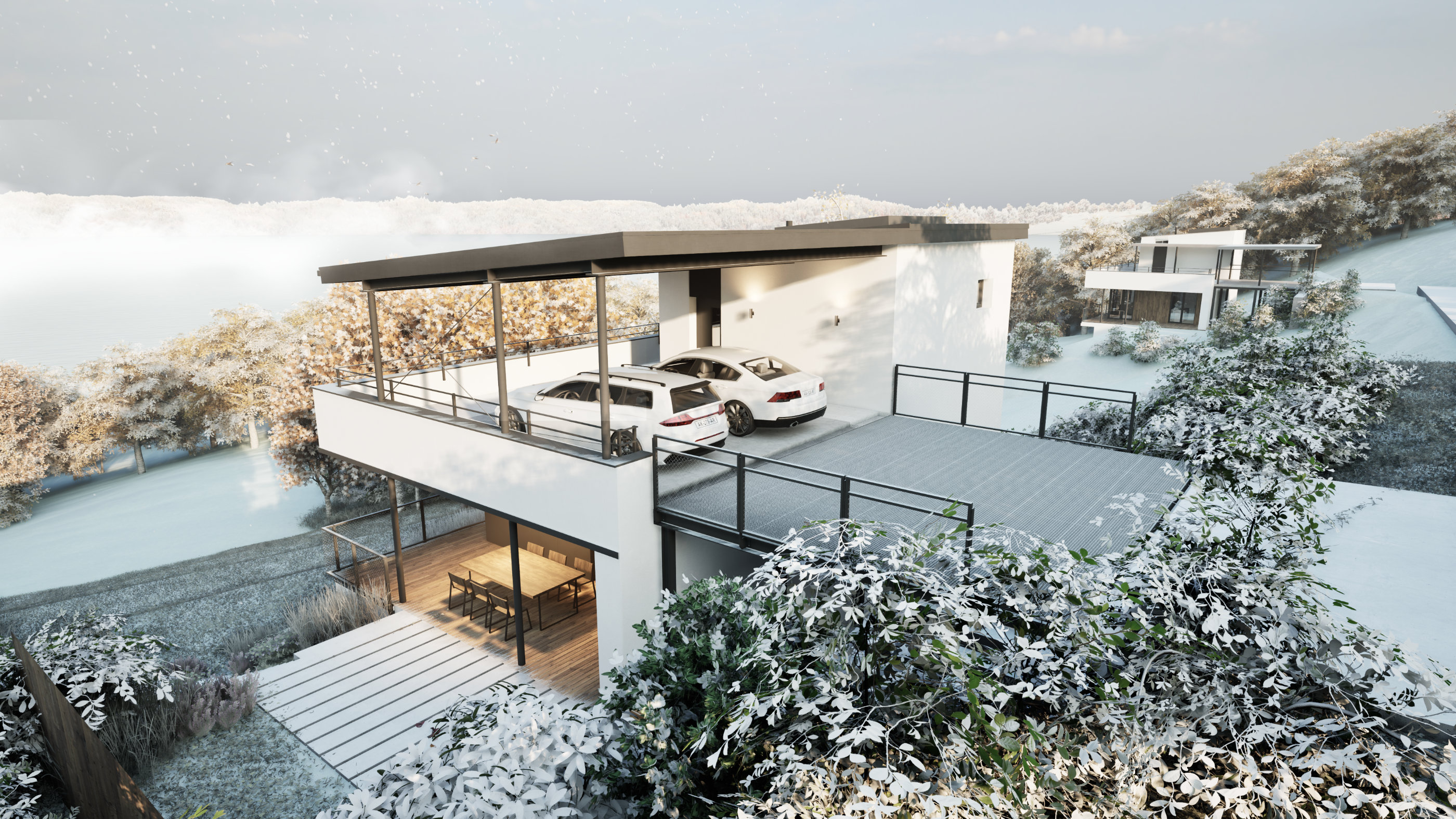 Dům s parkováním na střeše